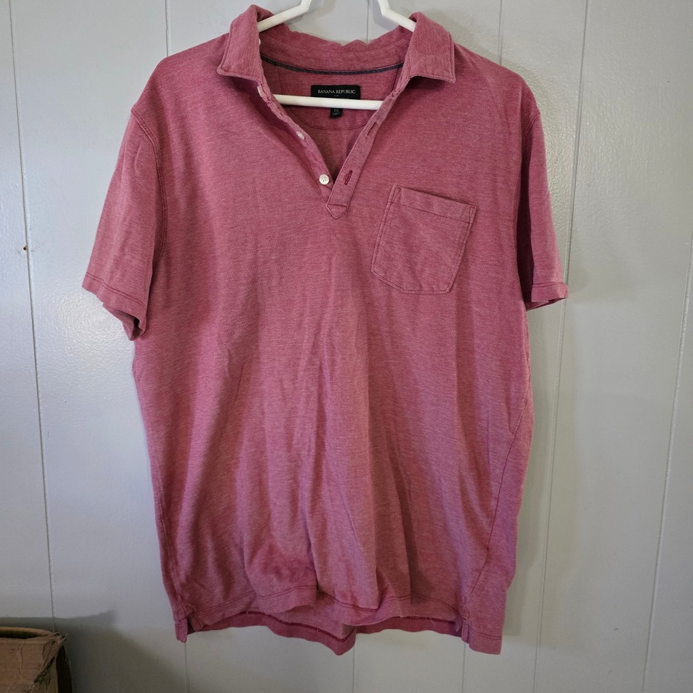 Banana Republic Wicking Pique Polo Mens XL Pink Short Sleeve Pocket‎ Shirt
